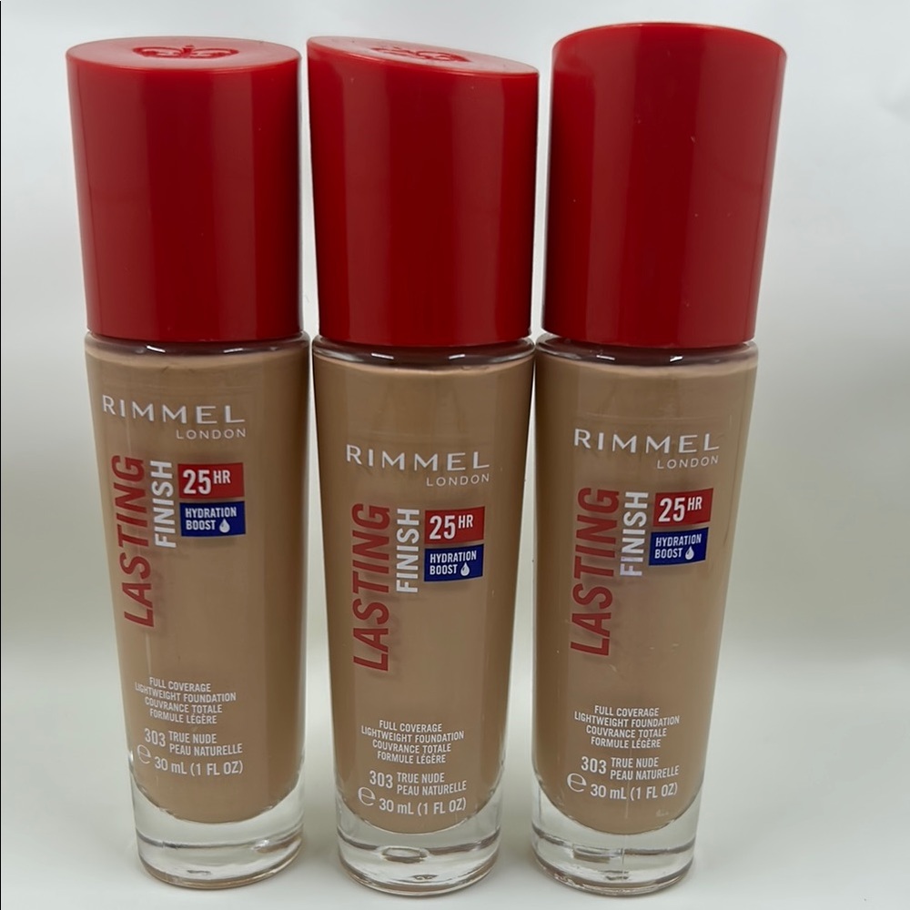 3x 303 True Nude - Rimmel London Lasting Finish Foundation 25hr 30ml Hydrating